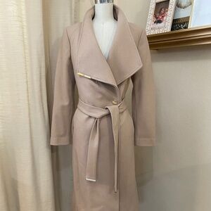 Ted Baker ROSE Belted Wool Cashmere Wrap Coat In Camel Size 1